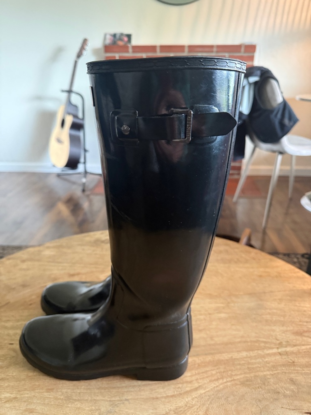 Hunter Women's Tall Gloss Rain Boots - Black size 7 - Picture 2 of 7